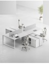 ACE Pro Series Cluster of 4x Workstation with Side Cabinet White White