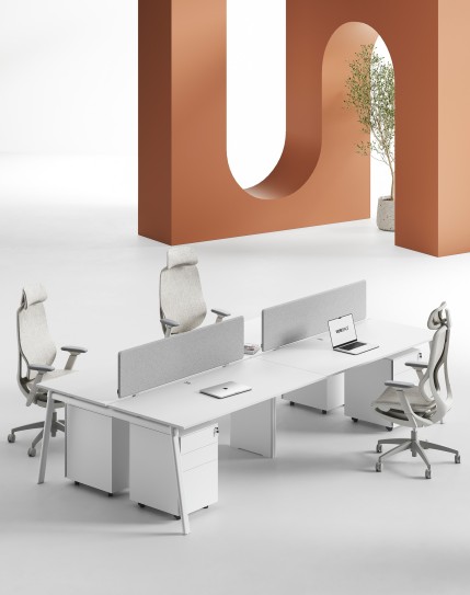 AVA Series Cluster of 4 Face to Face Workstation White W