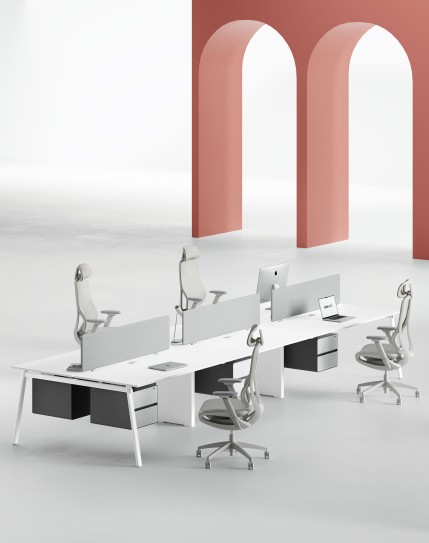 AVA Series Cluster of 6x Face to Face Workstation Desk White W