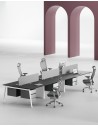 AVA Series Cluster of 6x Face to Face Workstation Desk Black W