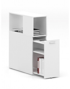 CASE White Desk-Height Pedestal with Top Cabinet
