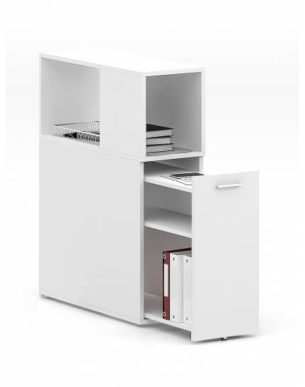 CASE White Desk-Height Pedestal with Top Cabinet