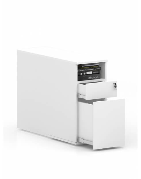 White - MARK Desk-Height Handleless Pedestal
