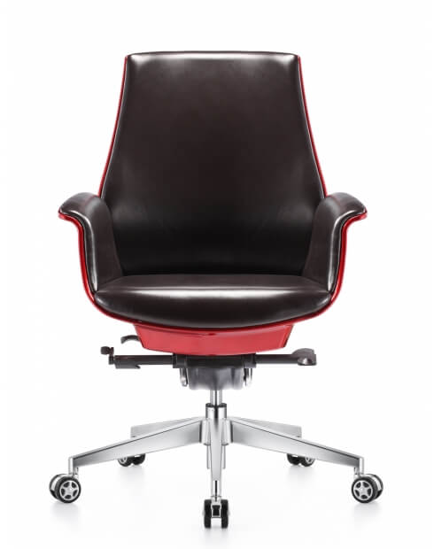 Front - Allen Rose Genuine Leather Medium Back Chair