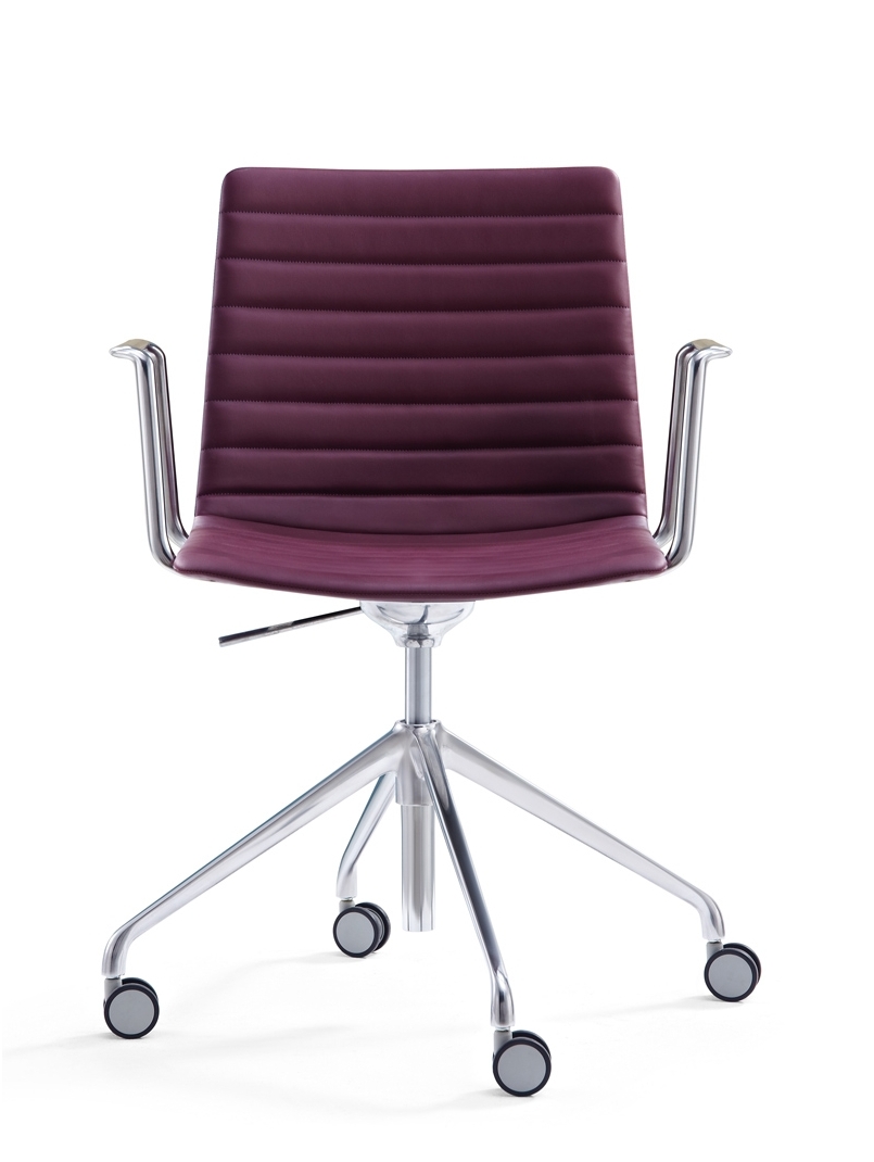 Simon Maroon Polished Aluminium Designer Chair Workspace Office F