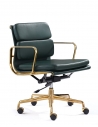 Eames Style Gold Green Leather Medium Back Chair