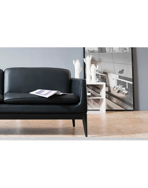 Zoom Black Brooklyn Minimalist Two Seater Modern Office Sofa