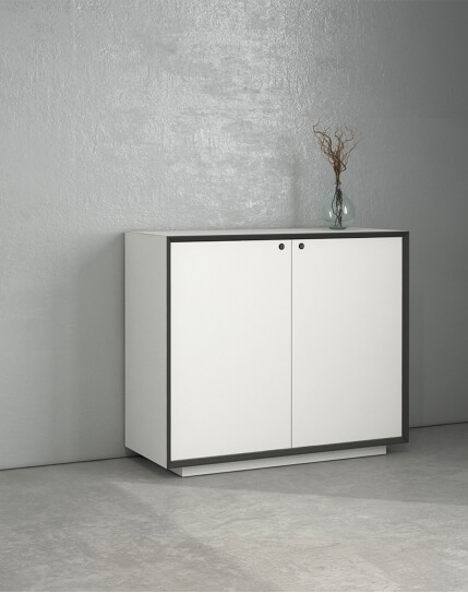 EDGE Series Chamfered Low Height 2 Door White Cabinet
