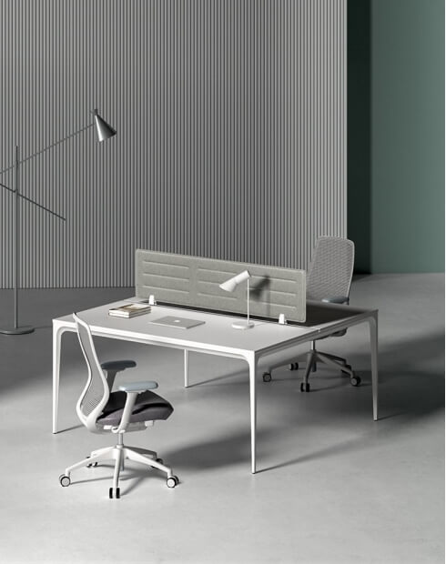 ARC Designer Series White Premium White Cluster of 2 Workstation Desk