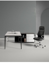 ARC Pro Designer Series Premium White and Black Frame L-Shape Executive Desk