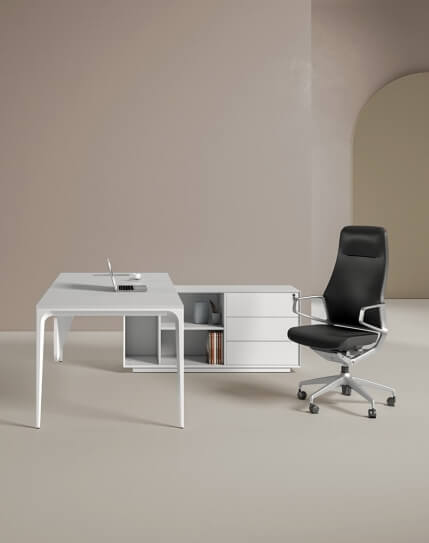 ARC Pro Designer Series White L-Shape Executive Desk