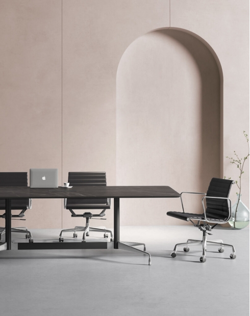 Stellar Designer Black Marble Finish Meeting Table