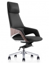 Opus Black Genuine Aniline Leather with Wood Insert Executive Chair