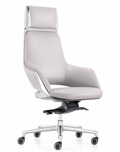 Crown Beige Genuine Leather Executive Chair
