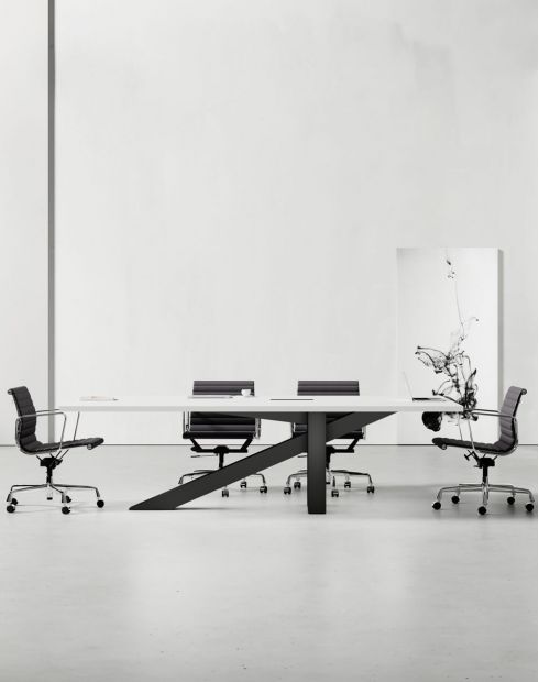 Onyx Designer White with Black Frame Meeting Table