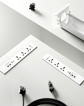 4x User Embedded Power and Data Socket Interlink Power Access