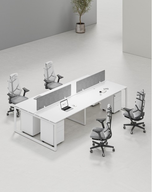 Ace Series Cluster of 4 White Face to Face Workstation