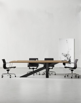 Onyx Designer Robinia with Black Frame Meeting Table