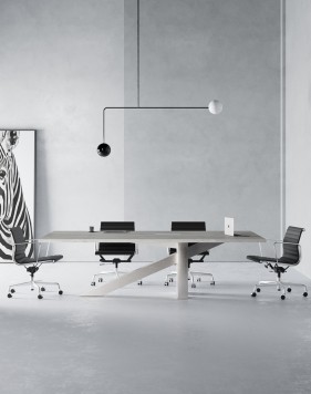 Onyx Designer Urban Concrete Chrome Frame Meeting Table