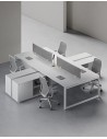 ACE Pro Series White Cluster of 4x Workstation with Side Cabinet