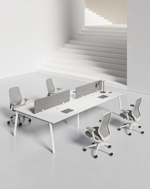 AVA Series Cluster of 4 White White Face to Face Workstation AVA Series Cluster of 4 White White Face to Face Workstation