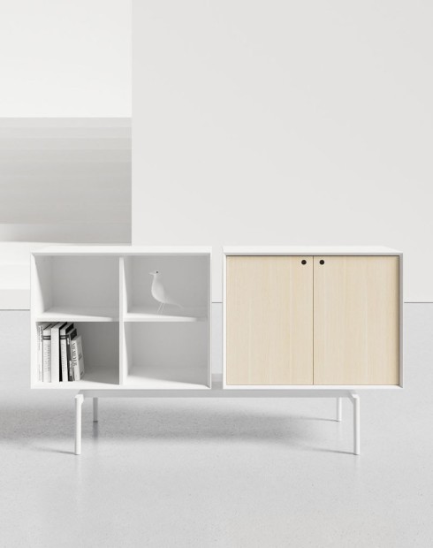 Edge Series Hutch Kaiserberg Oak Sideboard White Cabinet
