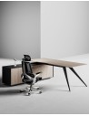 Zenon Black L-Shape Executive Desk Stone Grey