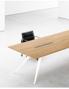 Zenon White Frame Modern Meeting Table Robinia