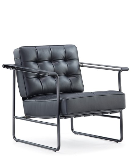 Lara Black Genuine Leather Lounge Chair Workspace Furniture Dubai