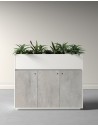 ECO Planter Cabinet 3 Doors White Urban Concrete with Lockable Push Open Doors