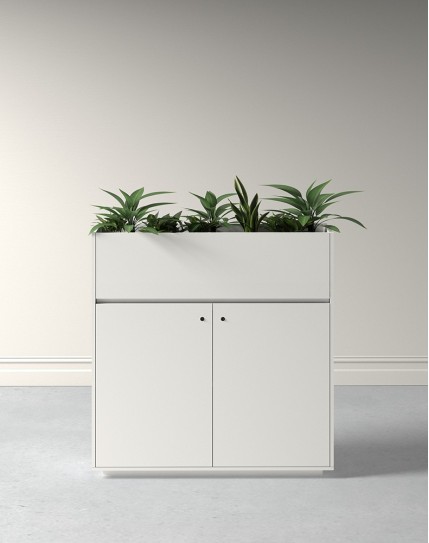 ECO Planter Cabinet 2 Doors White with Lockable Push Open Doors Starke White