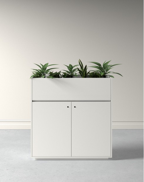 ECO Planter Cabinet 2 Doors White with Lockable Push Open Doors Starke White