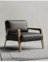 Harper Genuine Leather Wooden Arms Lounge Chair