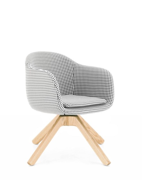 Dakota Houndstooth Wooden Lounge Chair