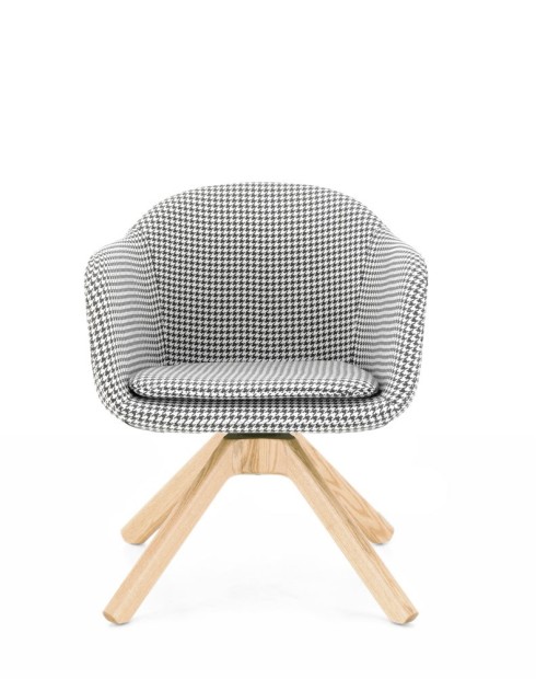 Dakota Houndstooth Wooden Lounge Chair