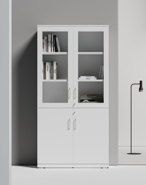 Vetrina Full Height White Glass Cabinet