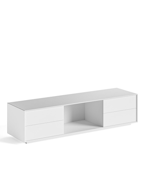 EDGE Mulberry White Chamfered Low Height Sideboard Cabinet