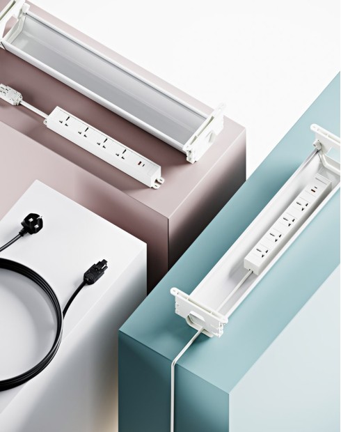 4x Users Under-Desk Interlink Power Access and Cable Management Solution