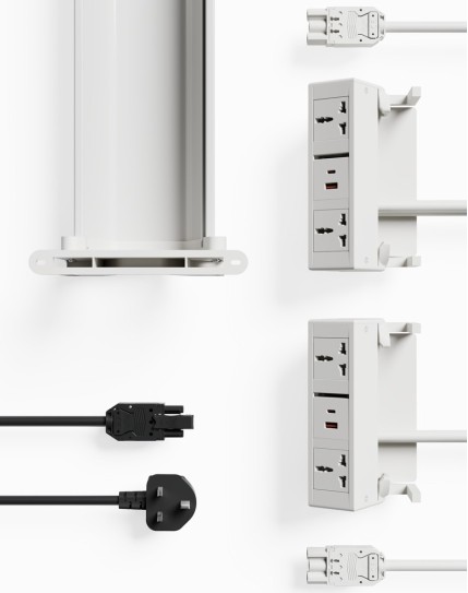 4x Users Desktop Interlink Power Access and Cable Management Solution