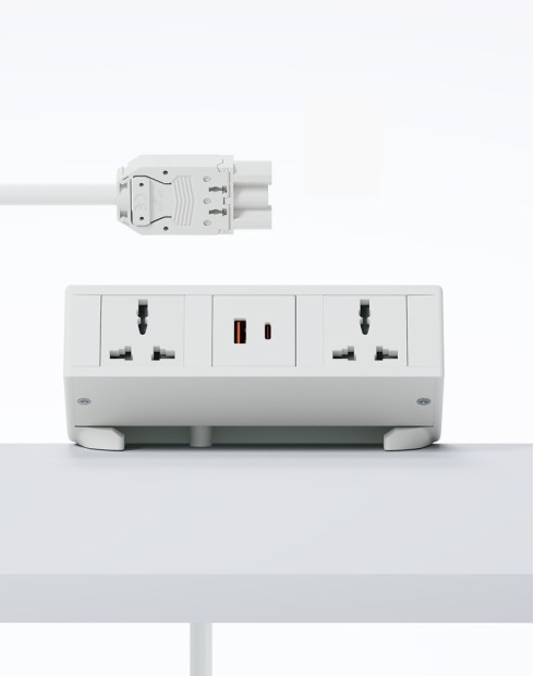 LEON White Interlink Desktop Clamp Power Module