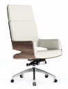 Opera Bentwood White Italian Aniline Leather High Back Executive Chair