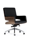 Opera Bentwood Black Genuine Aniline Leather Low Back Executive Chair