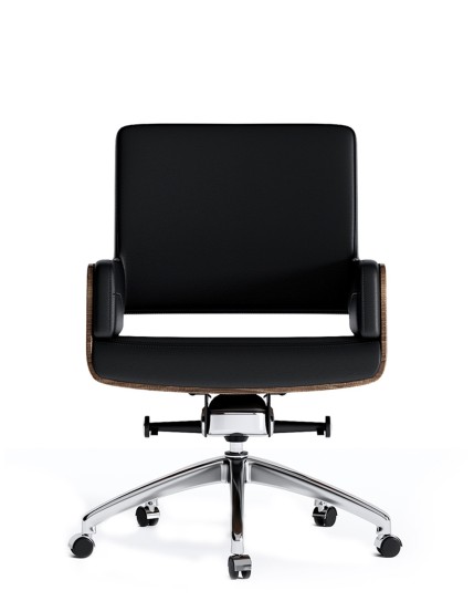 Opera Bentwood Black Genuine Aniline Leather Low Back Executive Chair