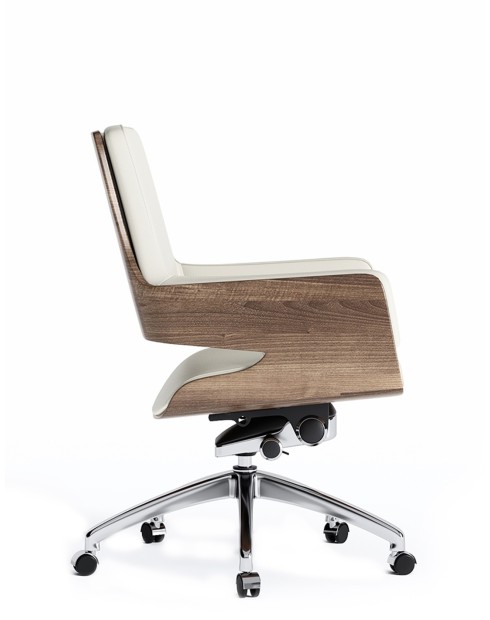 Opera Bentwood Black Genuine Aniline Leather Low Back Executive Chair