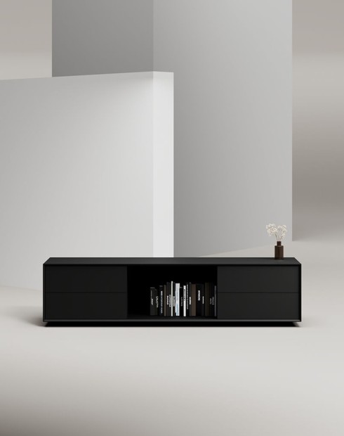 EDGE Mulberry Black Chamfered Low Height Sideboard Cabinet