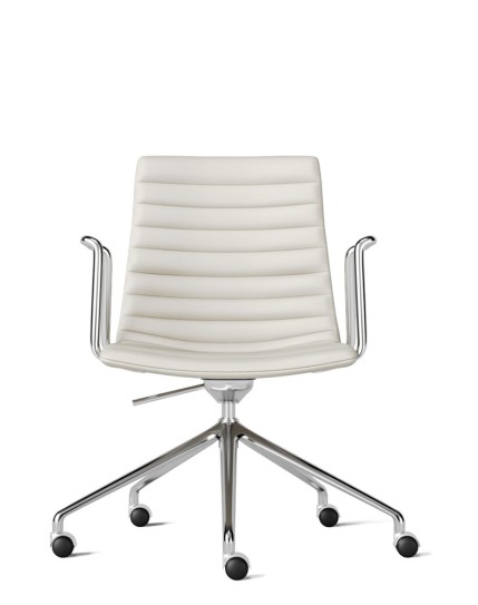 Simon White Genuine Leather Designer Chair