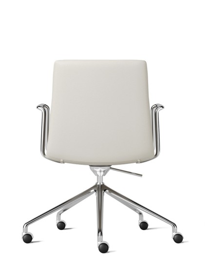 Simon White Genuine Leather Designer Chair