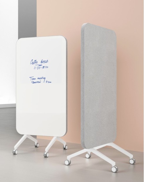 Small Grey NOTE Mobile Acoustic White Board and Divider