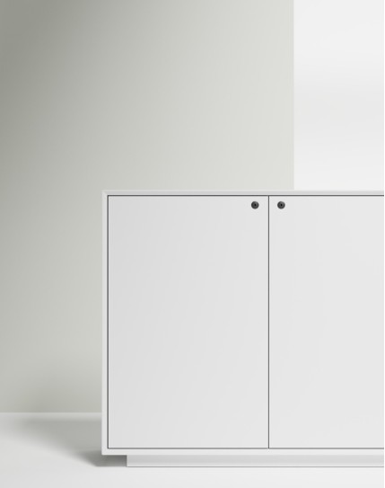 EDGE Series Chamfered Low Height 2 Door White Cabinet