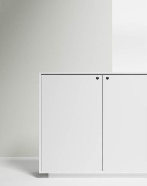 EDGE Series Chamfered Low Height 2 Door White Cabinet EDGE Series Chamfered Low Height 2 Door White Cabinet